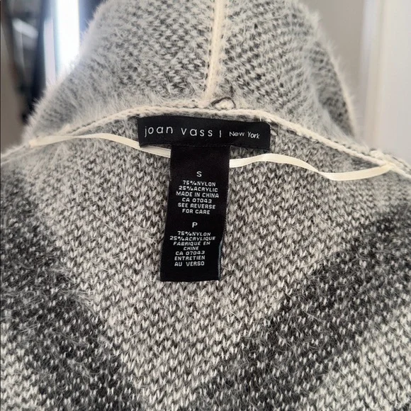 ANTHROPOLOGIE JOAN VASS Cozy White and Black Striped Open Front Long Cardigan S - Picture 4 of 4